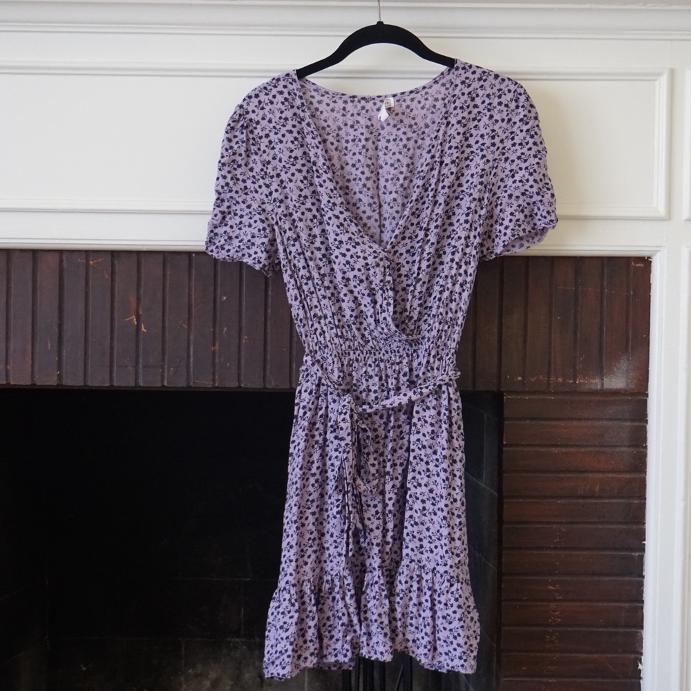 floral purple wrap dress